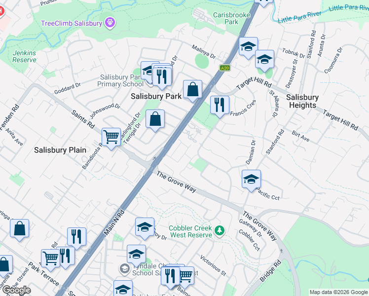 map of restaurants, bars, coffee shops, grocery stores, and more near 16 Bradford Avenue in Salisbury Heights