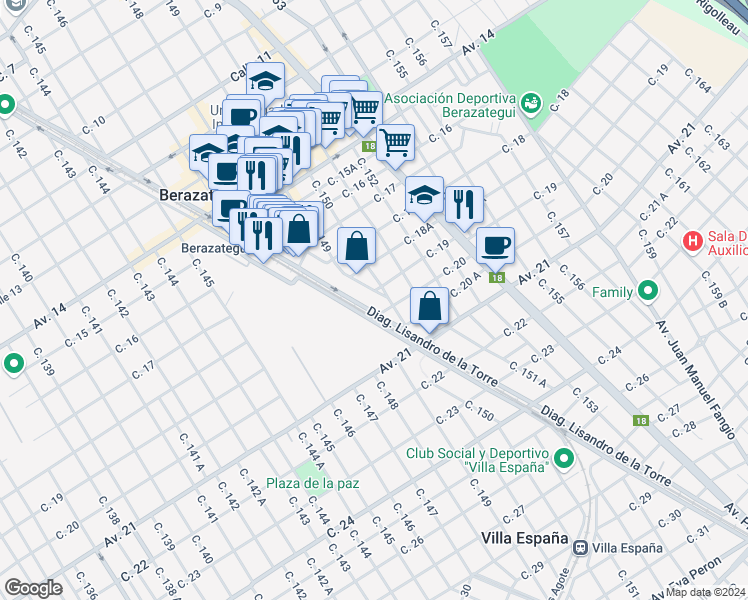 map of restaurants, bars, coffee shops, grocery stores, and more near 1830-1948 Diagonal Lisandro de la Torre in Berazategui