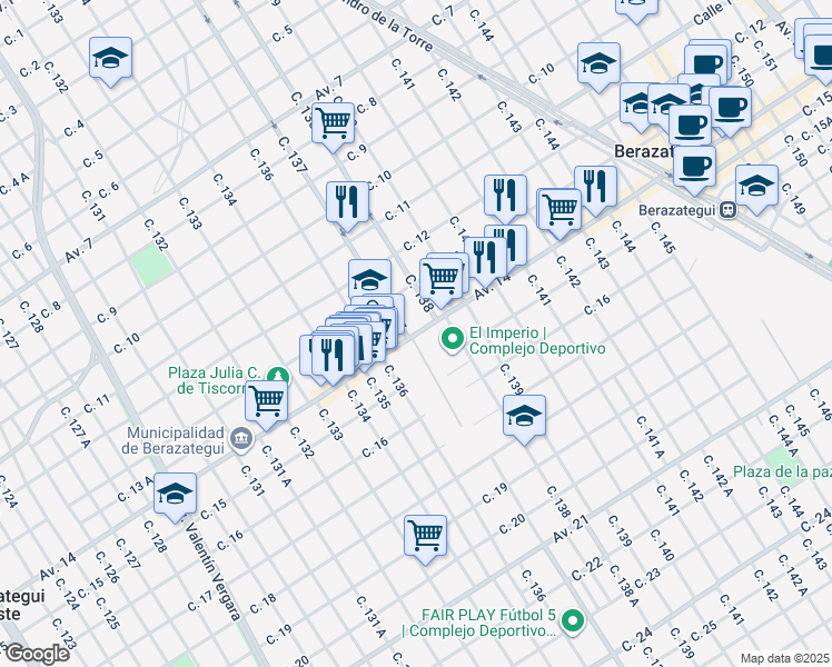 map of restaurants, bars, coffee shops, grocery stores, and more near 3730 Avenida Rigolleau in Berazategui