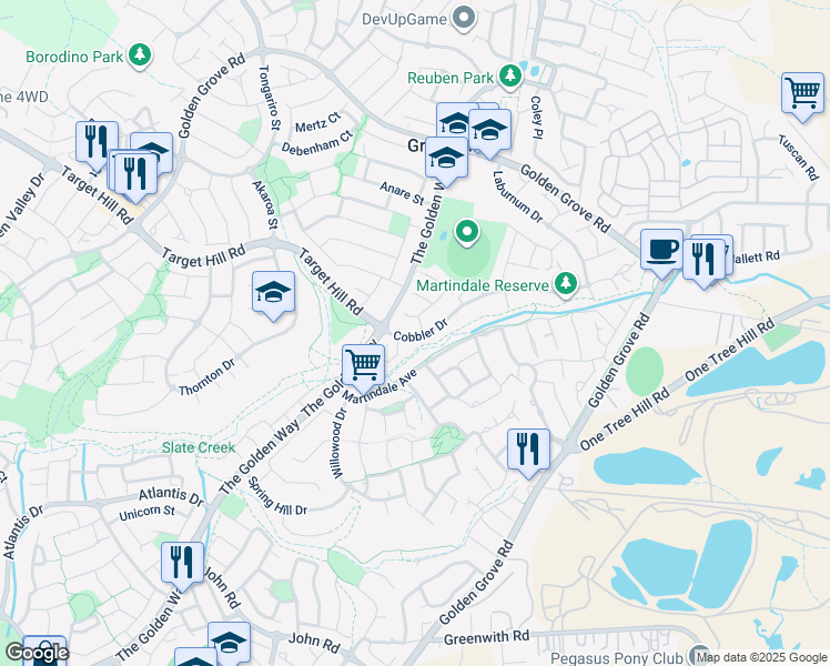 map of restaurants, bars, coffee shops, grocery stores, and more near 6 Cobbler Drive in Greenwith