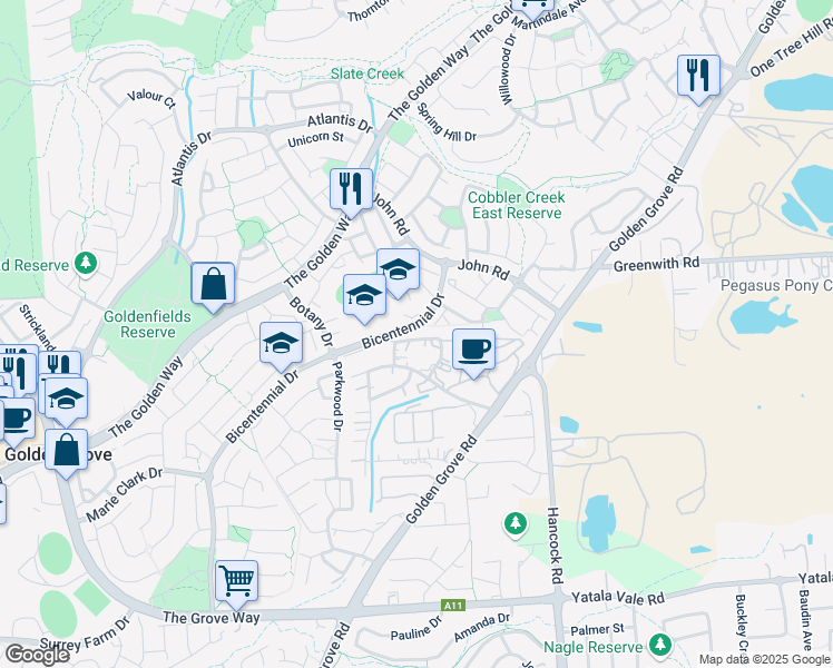 map of restaurants, bars, coffee shops, grocery stores, and more near in Golden Grove
