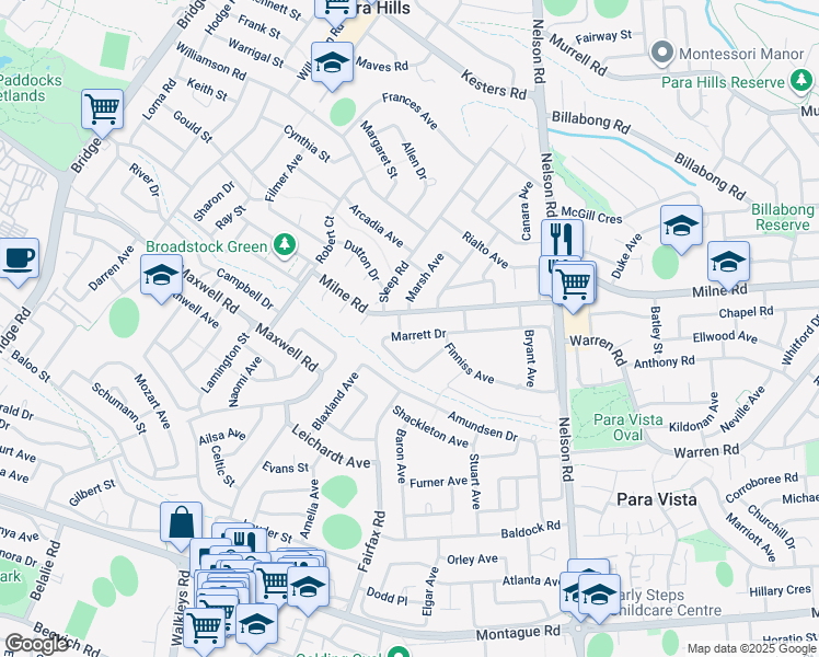 map of restaurants, bars, coffee shops, grocery stores, and more near 53 Marrett Drive in Ingle Farm