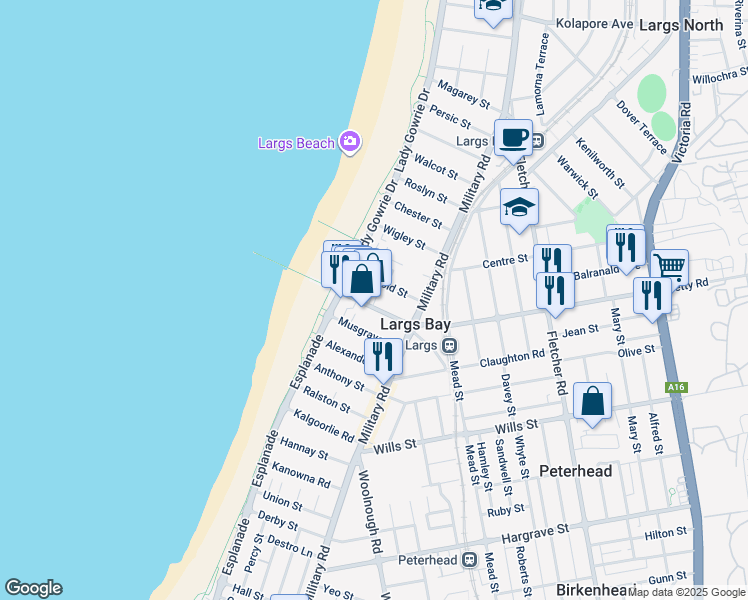 map of restaurants, bars, coffee shops, grocery stores, and more near 19 Jetty Road in Largs Bay