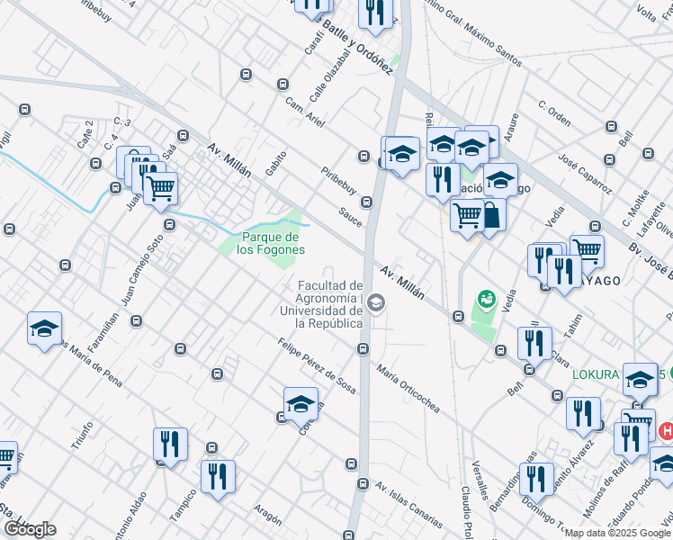 map of restaurants, bars, coffee shops, grocery stores, and more near in Montevideo