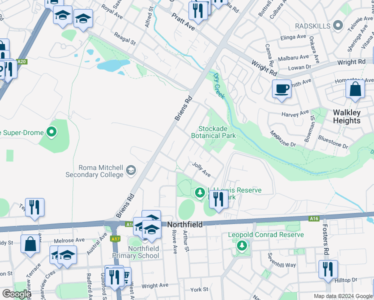 map of restaurants, bars, coffee shops, grocery stores, and more near 27 Thompson Avenue in Northfield