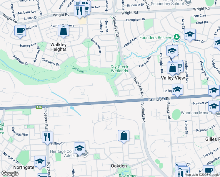 map of restaurants, bars, coffee shops, grocery stores, and more near 23 Parkway Avenue in Walkley Heights