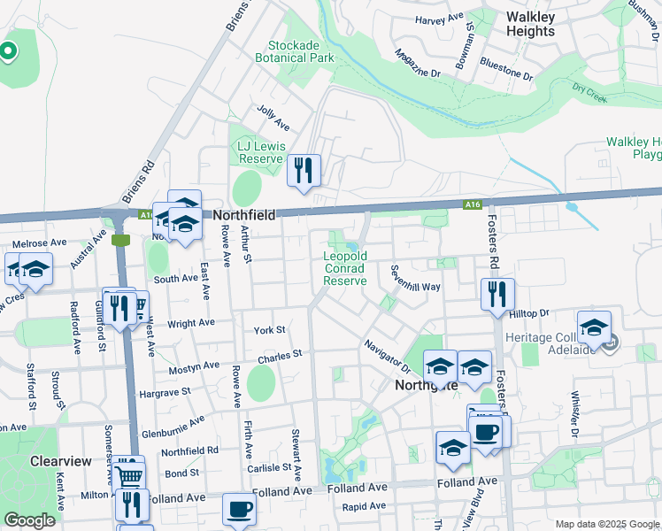 map of restaurants, bars, coffee shops, grocery stores, and more near 23 Cranbourne Close in Northgate