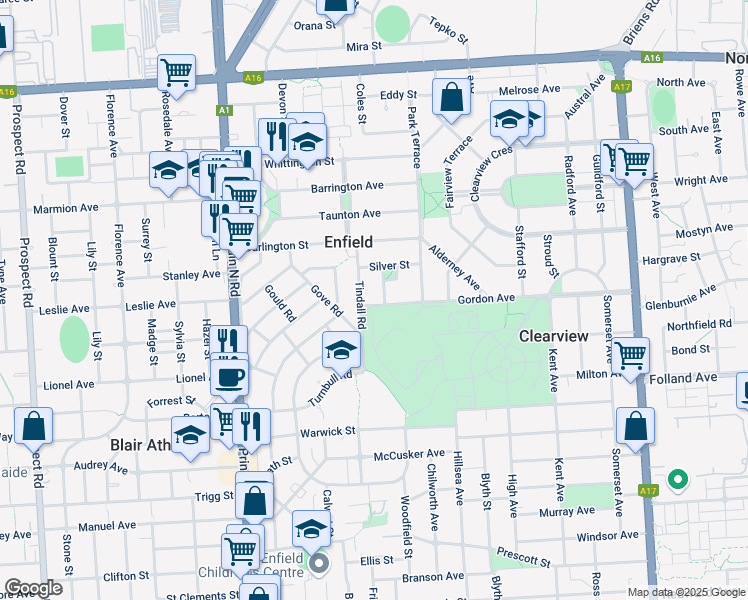 map of restaurants, bars, coffee shops, grocery stores, and more near 56 Gordon Avenue in Enfield