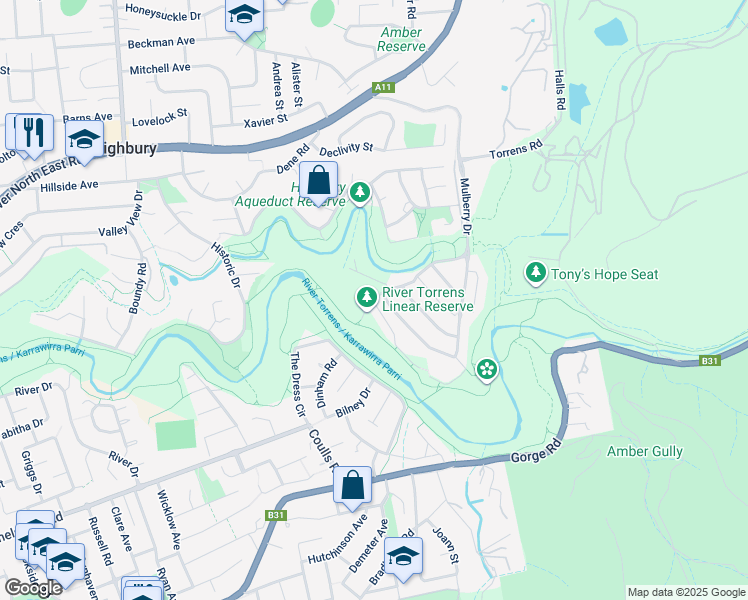 map of restaurants, bars, coffee shops, grocery stores, and more near 108 Nursery Way in Highbury
