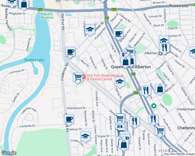 map of restaurants, bars, coffee shops, grocery stores, and more near 3 Cross Street in Queenstown
