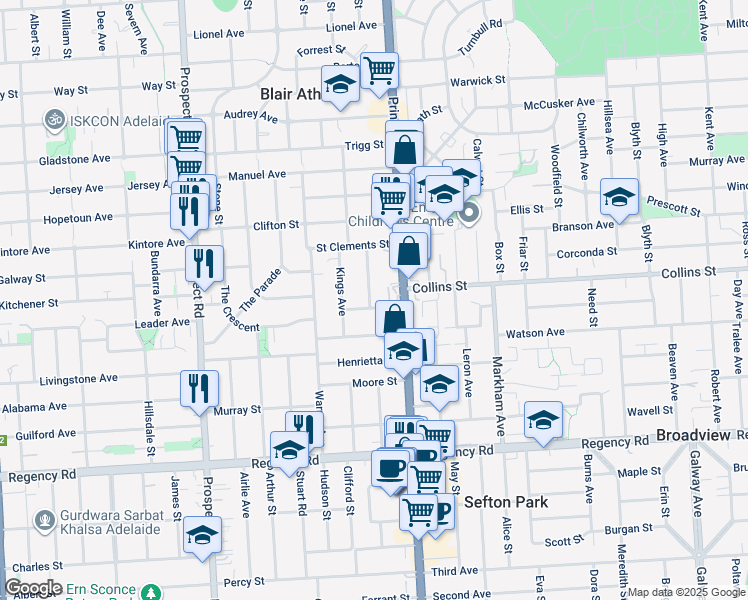 map of restaurants, bars, coffee shops, grocery stores, and more near 8 Glenview Avenue in Blair Athol