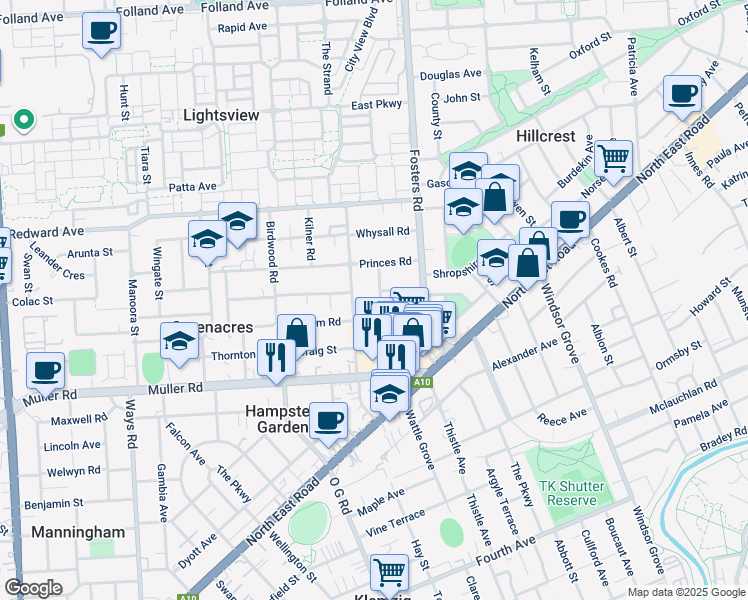 map of restaurants, bars, coffee shops, grocery stores, and more near 3 Cedar Avenue in Greenacres