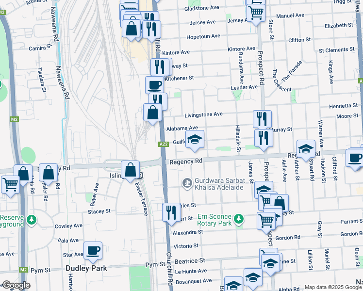 map of restaurants, bars, coffee shops, grocery stores, and more near 69A Guilford Avenue in Prospect