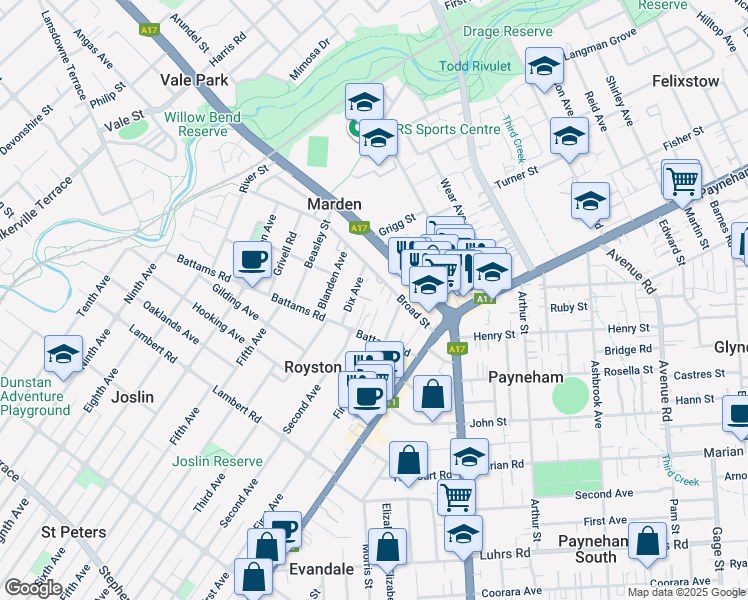 map of restaurants, bars, coffee shops, grocery stores, and more near 9 Dix Avenue in Marden