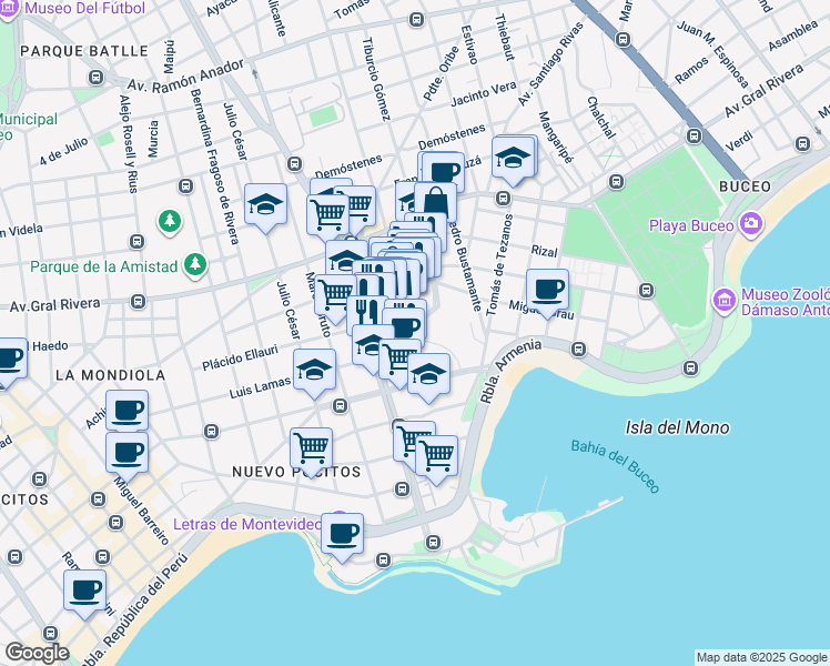 map of restaurants, bars, coffee shops, grocery stores, and more near Doctor Luis Bonavita in Montevideo