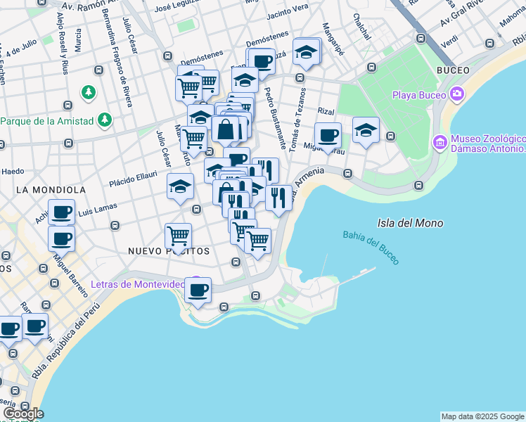 map of restaurants, bars, coffee shops, grocery stores, and more near 3570 José Agustín Iturriaga in Montevideo