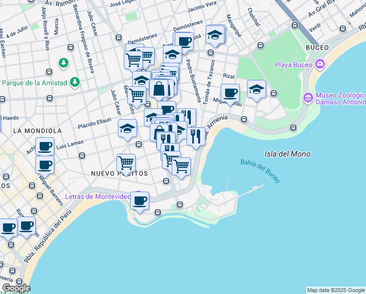 map of restaurants, bars, coffee shops, grocery stores, and more near 3570 José Agustín Iturriaga in Montevideo