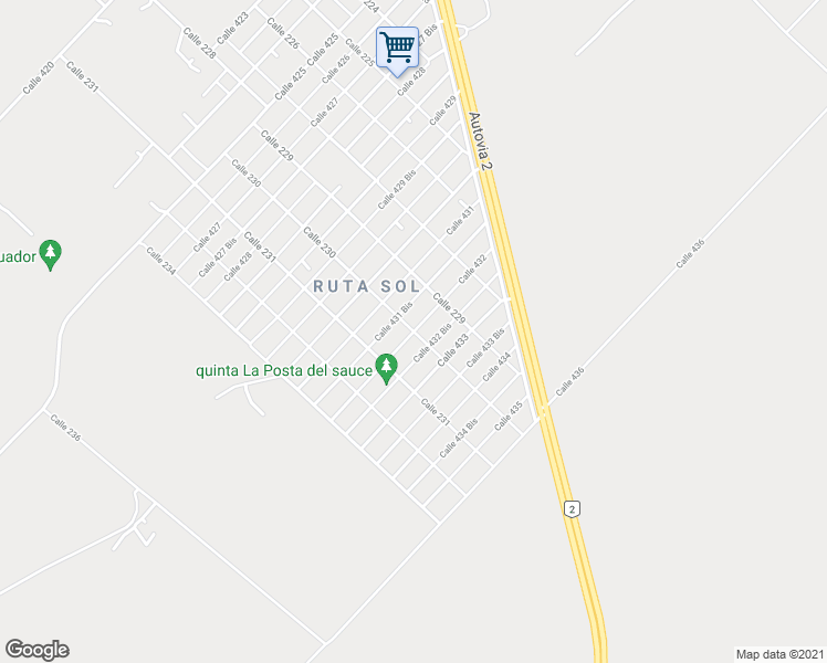 map of restaurants, bars, coffee shops, grocery stores, and more near Calle 432 in Arturo Seguí