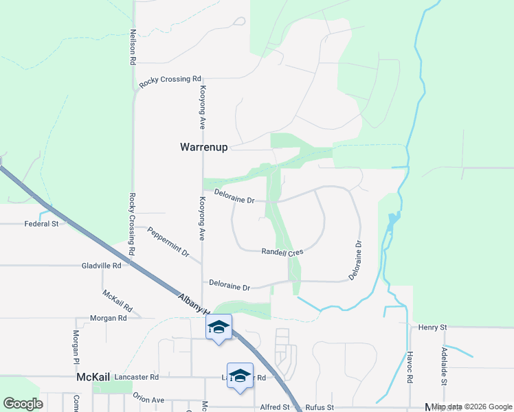 map of restaurants, bars, coffee shops, grocery stores, and more near 28 Deloraine Drive in Warrenup