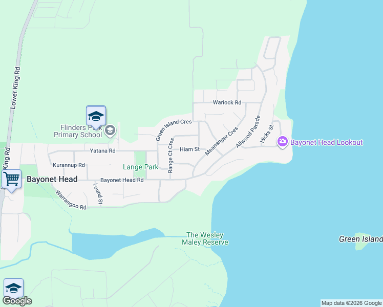 map of restaurants, bars, coffee shops, grocery stores, and more near 14 Hiam Street in Bayonet Head