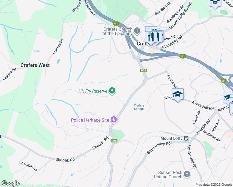map of restaurants, bars, coffee shops, grocery stores, and more near 10 Heath Road in Crafers West
