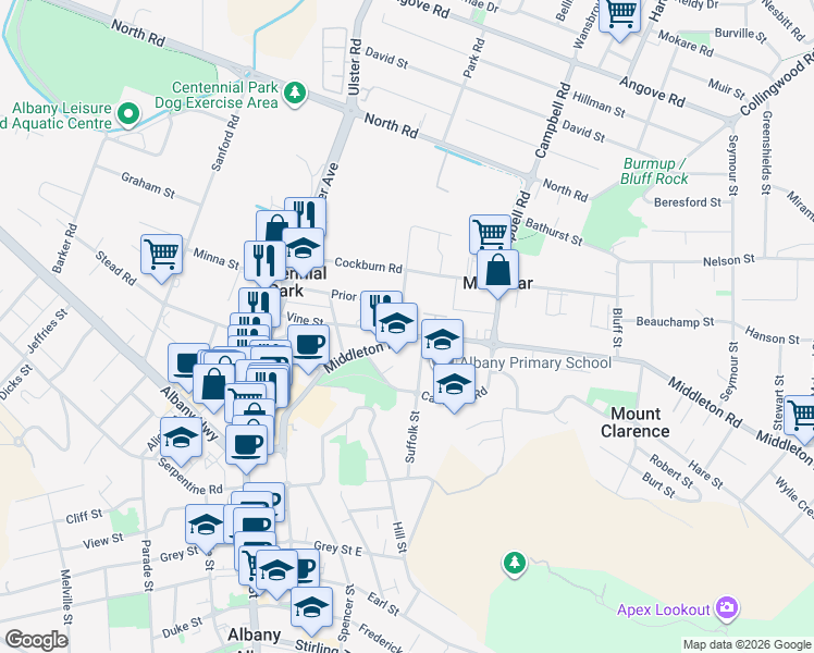 map of restaurants, bars, coffee shops, grocery stores, and more near 270 Middleton Road in Mira Mar