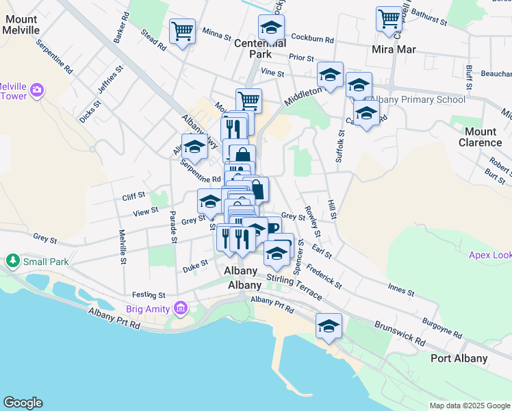 map of restaurants, bars, coffee shops, grocery stores, and more near 69 Aberdeen Street in Albany
