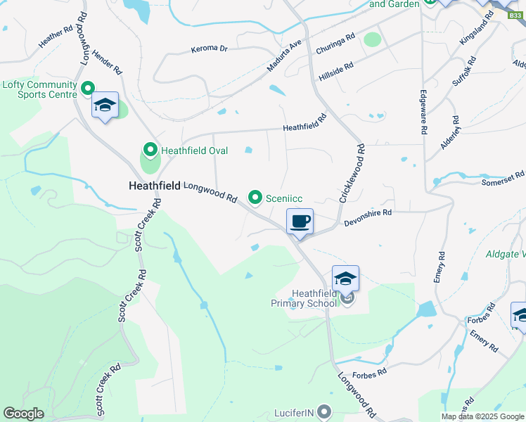 map of restaurants, bars, coffee shops, grocery stores, and more near 169 Longwood Road in Heathfield