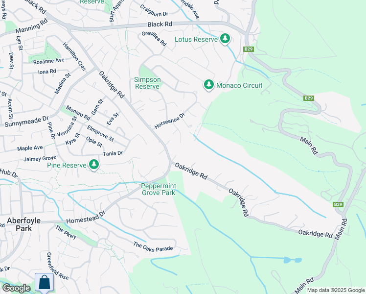 map of restaurants, bars, coffee shops, grocery stores, and more near 5 Redgum Place in Aberfoyle Park