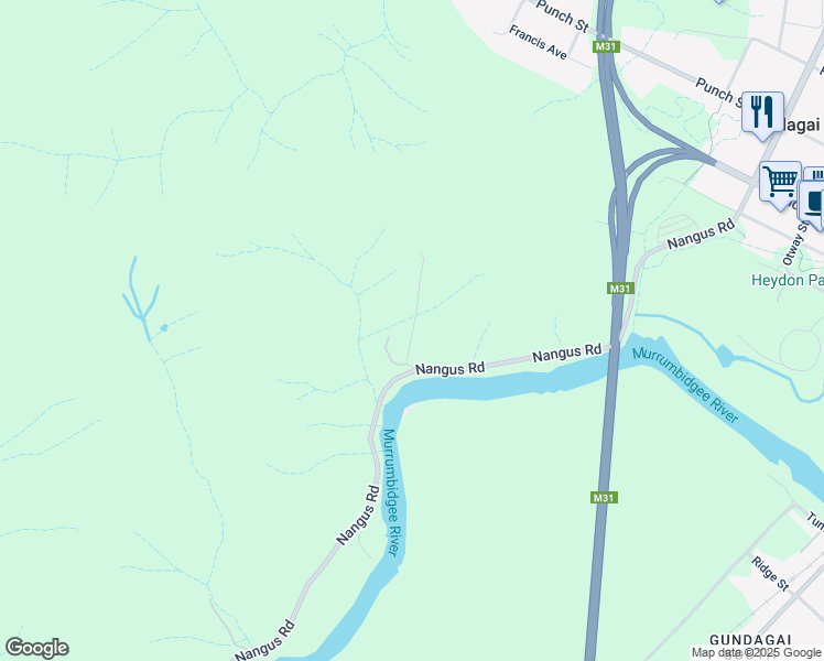 map of restaurants, bars, coffee shops, grocery stores, and more near Kimo Road in Gundagai