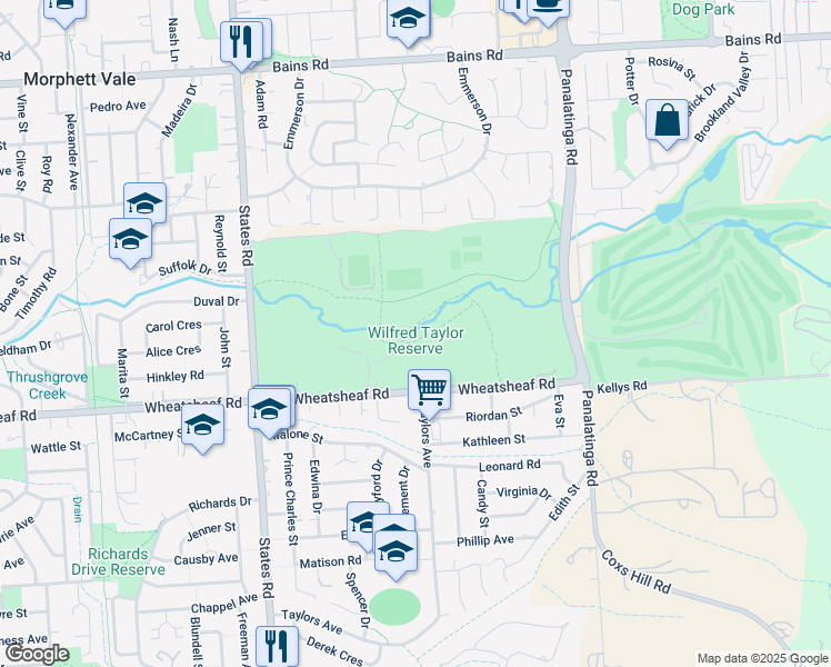 map of restaurants, bars, coffee shops, grocery stores, and more near in Morphett Vale
