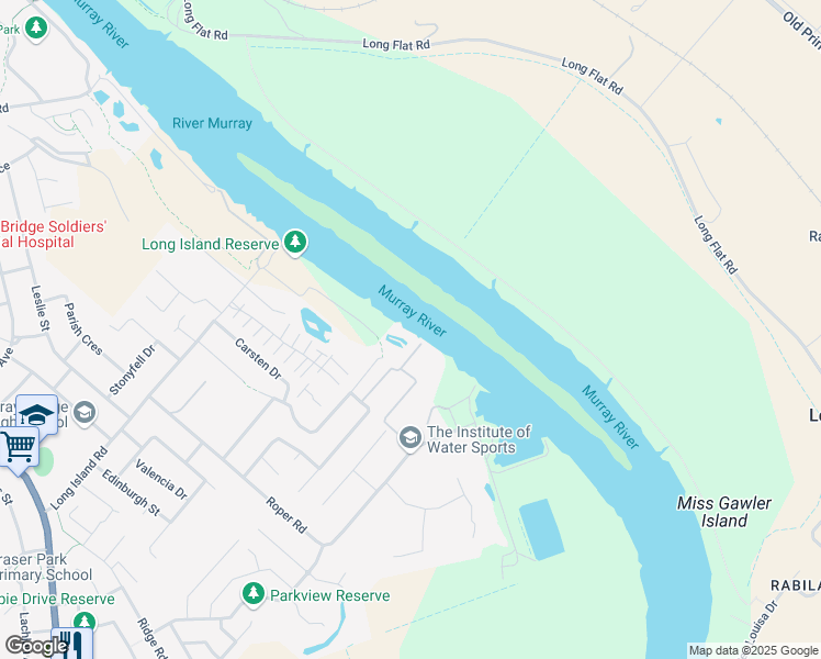 map of restaurants, bars, coffee shops, grocery stores, and more near 93 Wells Way in Murray Bridge