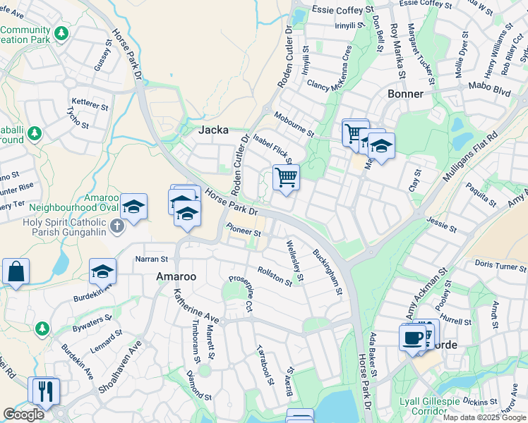 map of restaurants, bars, coffee shops, grocery stores, and more near in Bonner
