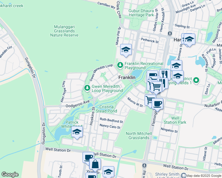 map of restaurants, bars, coffee shops, grocery stores, and more near 78 Littlejohn Lane in Franklin