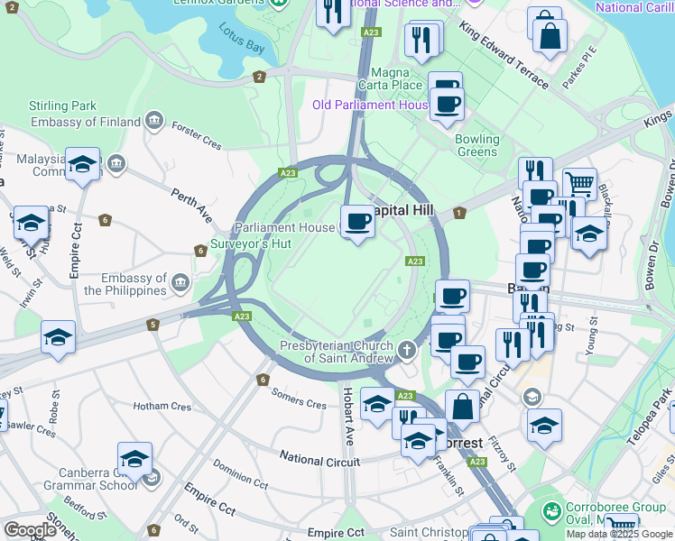 map of restaurants, bars, coffee shops, grocery stores, and more near in Capital Hill