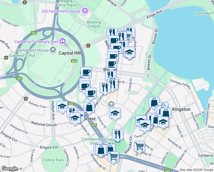 map of restaurants, bars, coffee shops, grocery stores, and more near in Barton