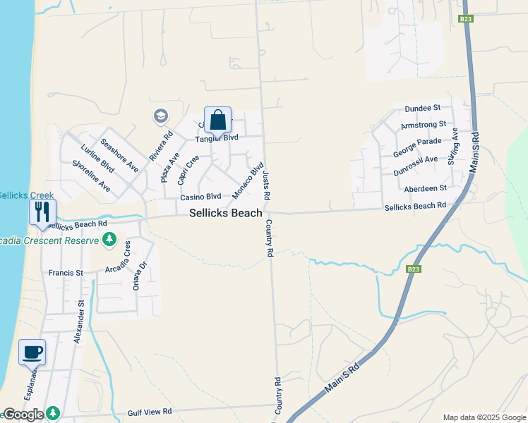 map of restaurants, bars, coffee shops, grocery stores, and more near Sellicks Beach Road in Sellicks Beach