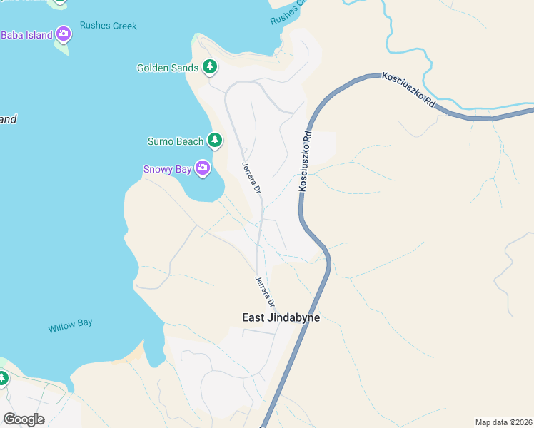 map of restaurants, bars, coffee shops, grocery stores, and more near 1 Acacia Place in East Jindabyne