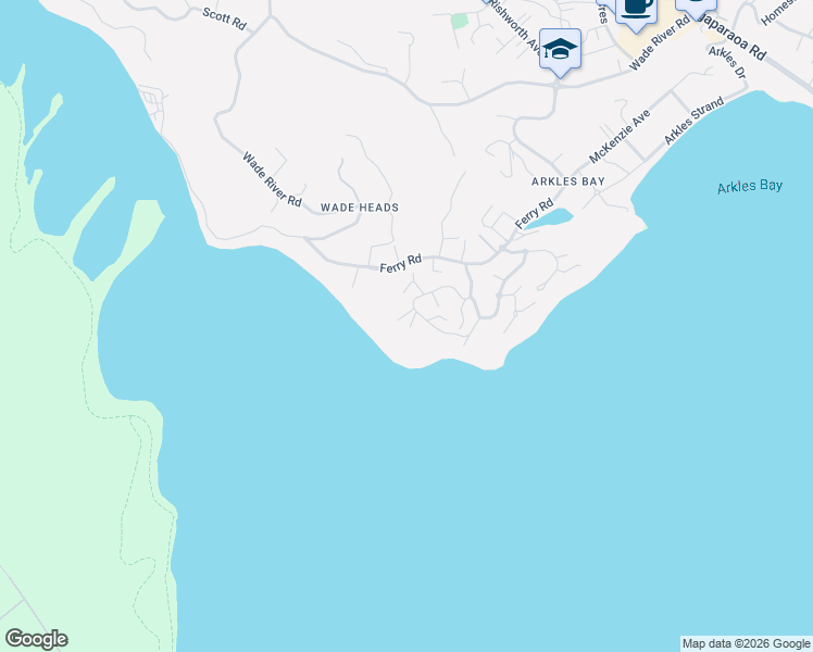 map of restaurants, bars, coffee shops, grocery stores, and more near 52 Kestrel Heights in Whangaparāoa