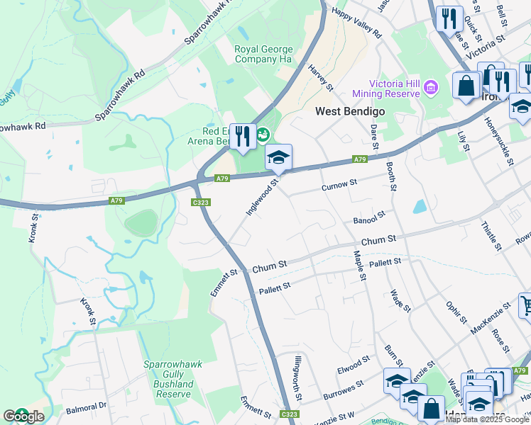 map of restaurants, bars, coffee shops, grocery stores, and more near 1 Hasker Street in Golden Square