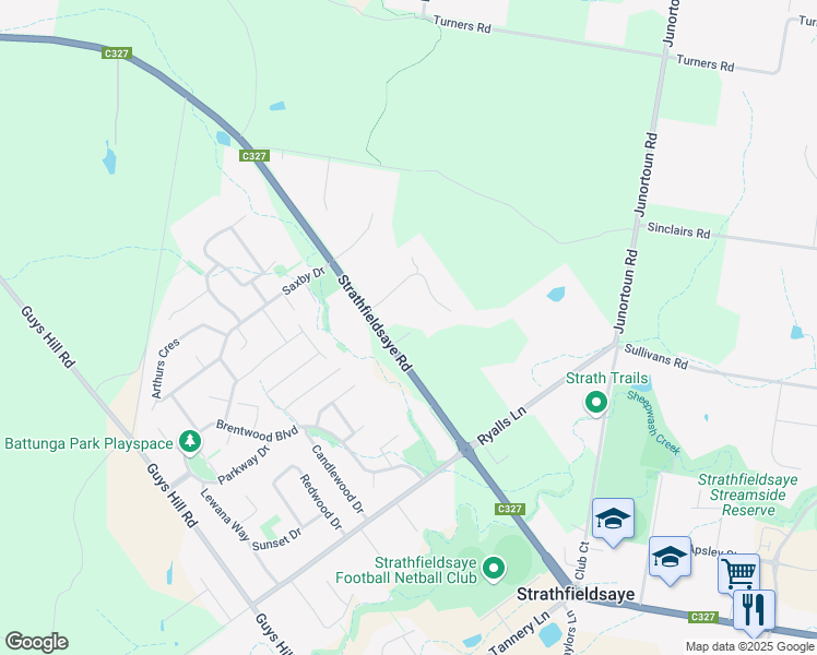 map of restaurants, bars, coffee shops, grocery stores, and more near 5 Thornton Court in Strathfieldsaye