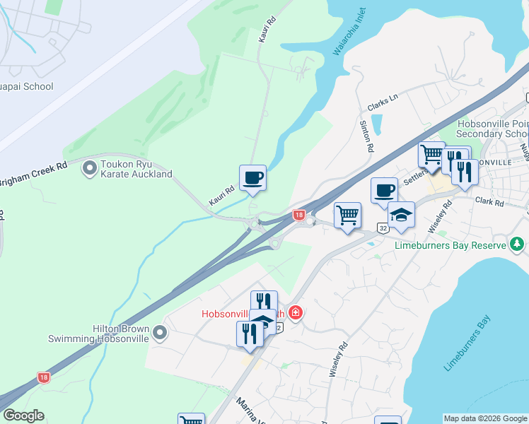 map of restaurants, bars, coffee shops, grocery stores, and more near 0 Sinton Road in Auckland