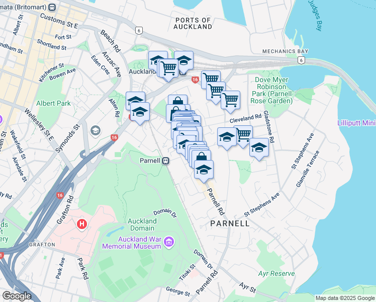 map of restaurants, bars, coffee shops, grocery stores, and more near 7 Windsor Street in Auckland