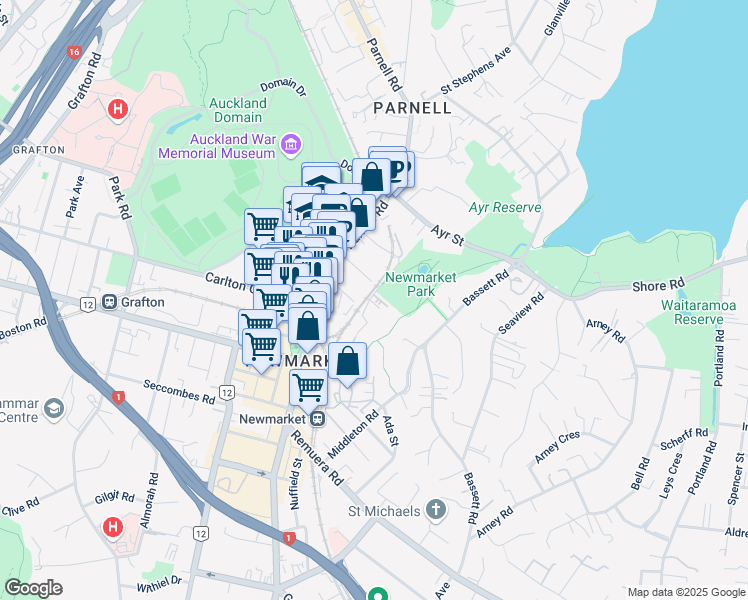 map of restaurants, bars, coffee shops, grocery stores, and more near 3 Laxon Terrace in Auckland