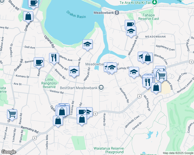 map of restaurants, bars, coffee shops, grocery stores, and more near 54 Kelvin Road in Auckland
