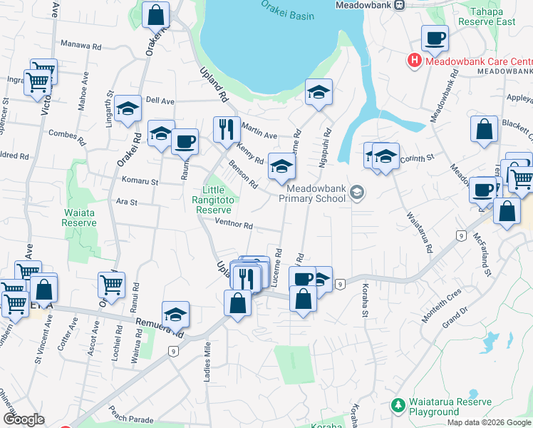 map of restaurants, bars, coffee shops, grocery stores, and more near 4 Loreto Heights in Auckland