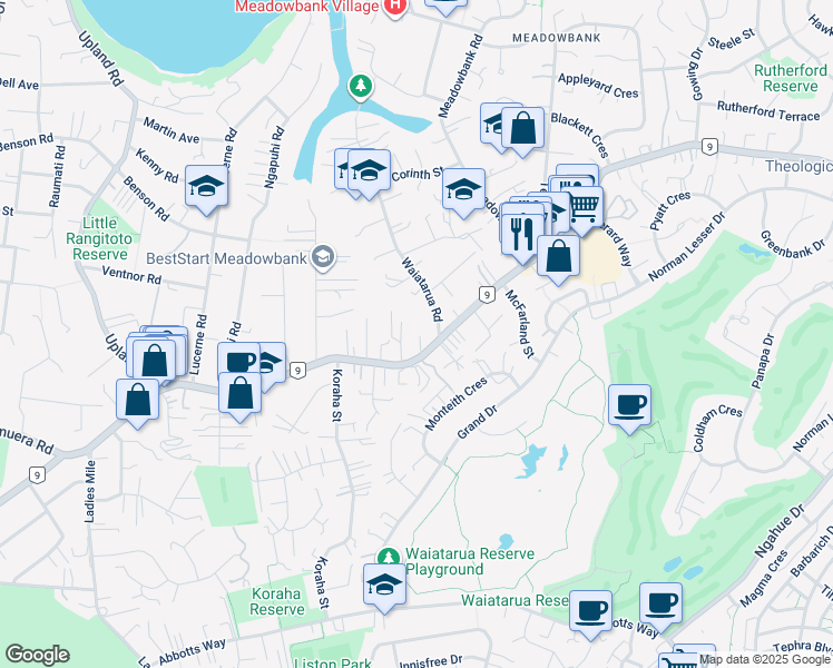 map of restaurants, bars, coffee shops, grocery stores, and more near 744 Remuera Road in Auckland