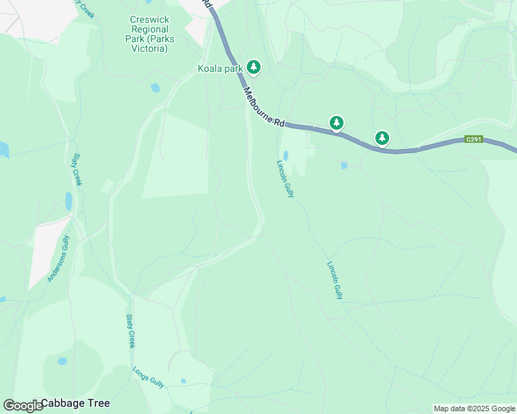 map of restaurants, bars, coffee shops, grocery stores, and more near Lincoln Gully Road in Creswick