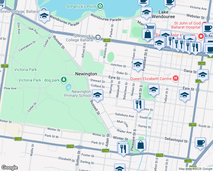 map of restaurants, bars, coffee shops, grocery stores, and more near 4 Collard Street in Newington