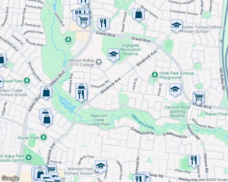 map of restaurants, bars, coffee shops, grocery stores, and more near 3 Basingstoke Retreat in Craigieburn